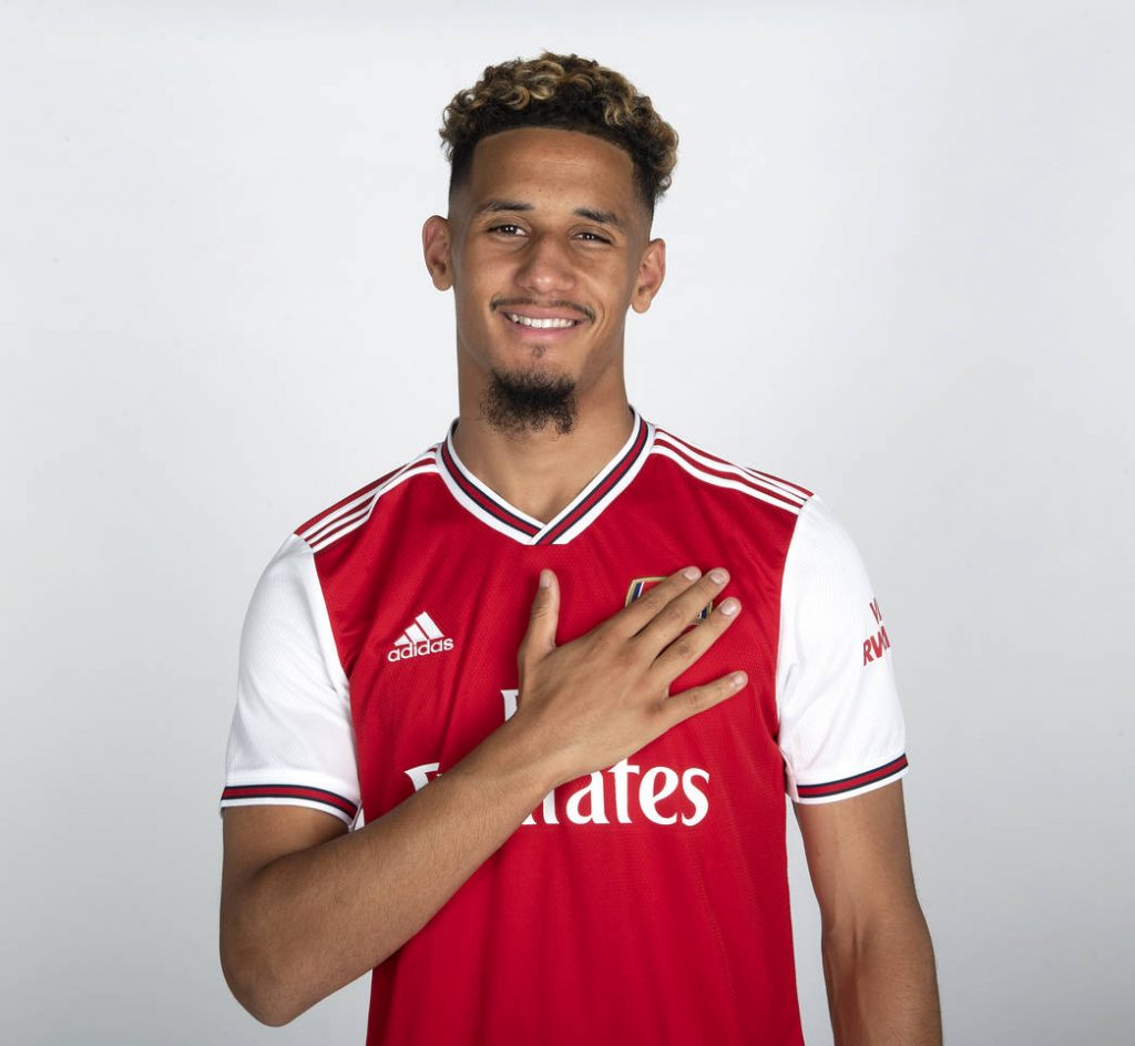 William Saliba after signing for Arsenal from St. Etienne (Photo via Arsenal.com)