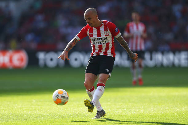 EINDHOVEN, NETHERLANDS - APRIL 21: Jose Angel Esmoris Tasende Angelino of PSV in action during the Eredivisie match between PSV and ADO Den Haag at Philips Stadion on April 21, 2019 in Eindhoven, Netherlands. (Photo by Dean Mouhtaropoulos/Getty Images)