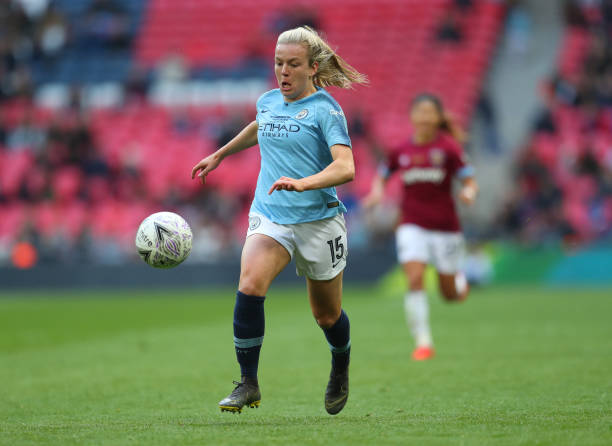 LONDON, ENGLAND - MAY 04: Lauren Hemp of Manchester City during the Women's FA Cup Final match between Manchester City Women and West Ham United Ladies at Wembley Stadium on May 04, 2019 in London, England. (Photo by Catherine Ivill/Getty Images)