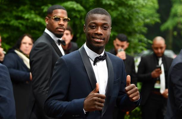 Lille forward Nicolas Pepe arrives to take part in a TV show on May 19, 2019 in Paris, as part of the 28th edition of the UNFP (French National Professional Football players Union) trophy ceremony. (Photo by FRANCK FIFE / AFP)