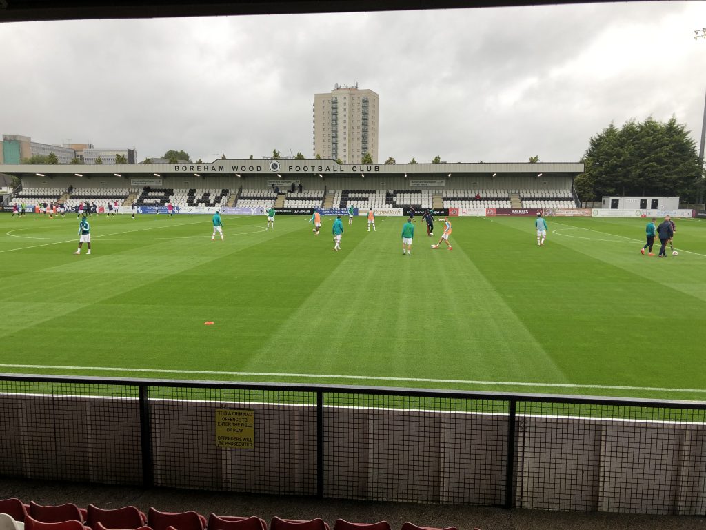 Arsenal u23s warming up before their PL2 match against Brighton on Friday, 16th August 2019