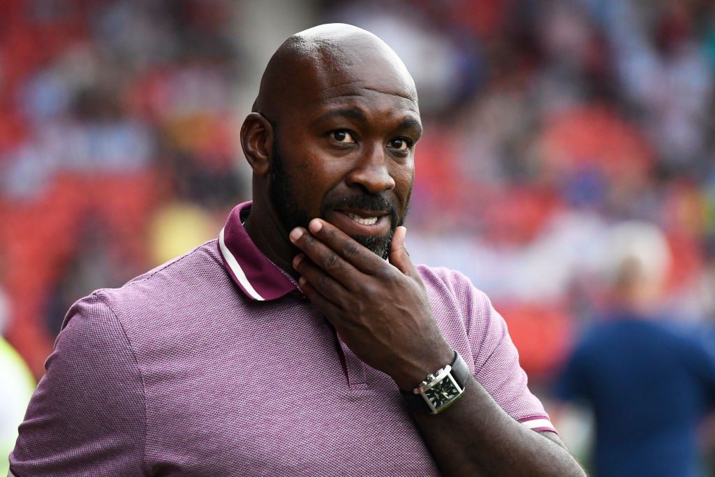 DONCASTER, ENGLAND - JULY 24: Darren Moore manager of Doncaster Rovers reacts during the Pre-Season Friendly between Doncaster Rovers and Huddersfield Town at Keepmoat Stadium on July 24, 2019, in Doncaster, England. (Photo by George Wood/Getty Images)