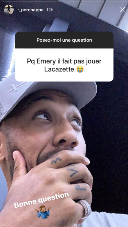 Aubameyang writing on his friend's Instagram account as part of a Q&A