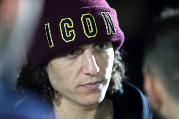 KINGSTON UPON THAMES, ENGLAND - MARCH 21: David Luiz of Chelsea ahead of the UEFA Women's Champions League Quarter Final First Leg match between Chelsea Women and Paris Saint-Germain Women at Kingsmeadow on March 21, 2019 in Kingston upon Thames, England. (Photo by James Chance/Getty Images)