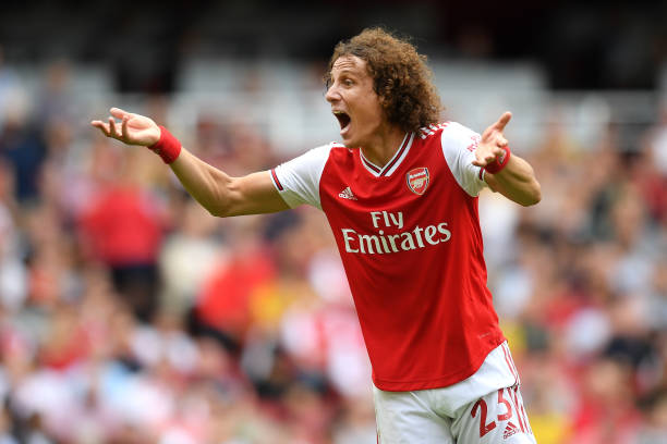 LONDON, ENGLAND - AUGUST 17: David Luiz of Arsenal reacts during the Premier League match between Arsenal FC and Burnley FC at Emirates Stadium on August 17, 2019 in London, United Kingdom. (Photo by Michael Regan/Getty Images)