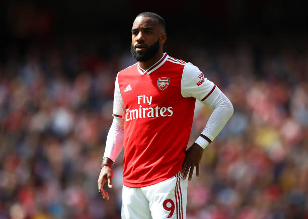 LONDON, ENGLAND - AUGUST 17: Alexandre Lacazette of Arsenal looks on during the Premier League match between Arsenal FC and Burnley FC at Emirates Stadium on August 17, 2019 in London, United Kingdom. (Photo by Julian Finney/Getty Images)