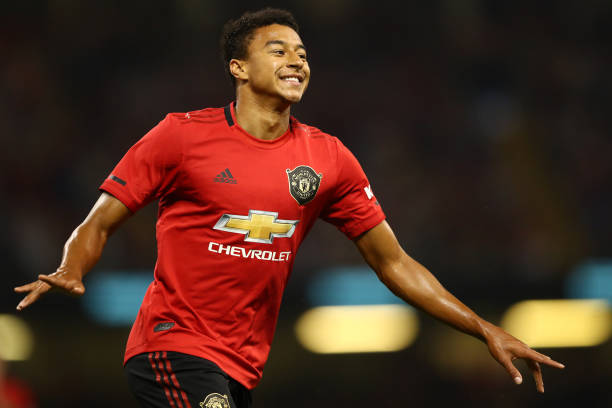 CARDIFF, WALES - AUGUST 03: Jesse lingard of Manchester United celebrates scoring the equaling goal during the 2019 International Champions Cup match between Manchester United and AC Milan at Principality Stadium on August 03, 2019 in Cardiff, Wales. (Photo by Michael Steele/Getty Images)