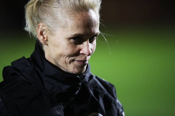 PAISLEY, SCOTLAND - NOVEMBER 13: Scotland head coach Shelley Kerr looks on during the Women's International Friendly match between Scotland and United States at The Simple Digital Arena on November 13, 2018 in Paisley, Scotland. (Photo by Ian MacNicol/Getty Images)
