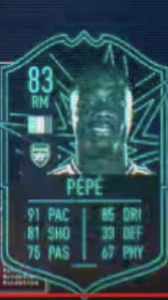 Nicolas Pepe's leaked FUT 20 card?