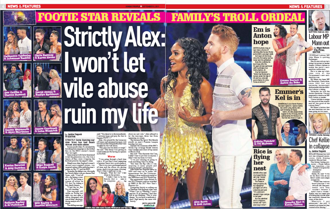 Alex Scott on the racist abuse she received for being on Dancing with the Stars - Sunday People