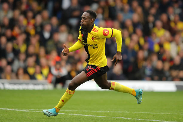 WATFORD, ENGLAND - OCTOBER 05: Danny Welbeck of Watford during the Premier League match between Watford FC and Sheffield United at Vicarage Road on October 5, 2019 in Watford, United Kingdom. (Photo by Marc Atkins/Getty Images)