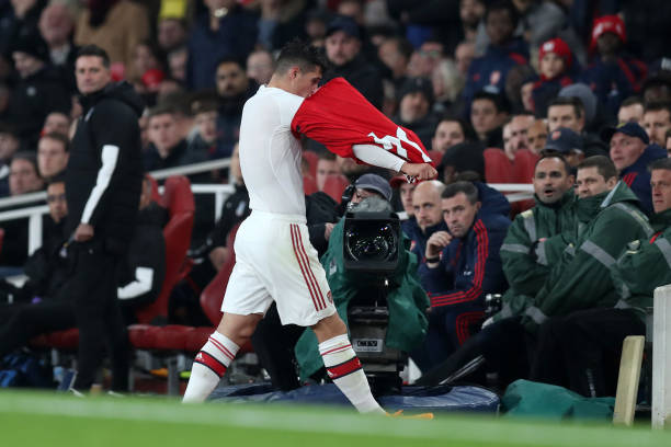 LONDON, ENGLAND - OCTOBER 27: Granit Xhaka of Arsenal leaves the pitch after being substituted off during the Premier League match between Arsenal FC and Crystal Palace at Emirates Stadium on October 27, 2019 in London, United Kingdom. (Photo by Alex Morton/Getty Images)