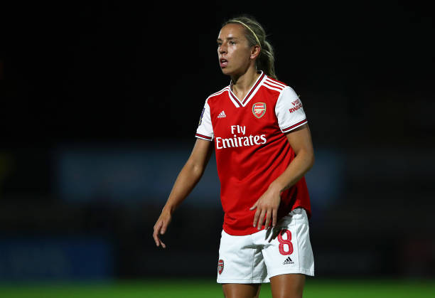 BOREHAMWOOD, ENGLAND - SEPTEMBER 26: Jordan Nobbs of Arsenal during the UEFA Women's Champions League match between Arsenal Women and Fiorentina Women at Meadow Park on September 26, 2019 in Borehamwood, England. (Photo by Julian Finney/Getty Images)