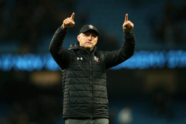 MANCHESTER, ENGLAND - NOVEMBER 02:  Ralph Hasenhuttl, Manager of Southampton acknowledges the fans after the Premier League match between Manchester City and Southampton FC at Etihad Stadium on November 02, 2019 in Manchester, United Kingdom. (Photo by Jan Kruger/Getty Images)