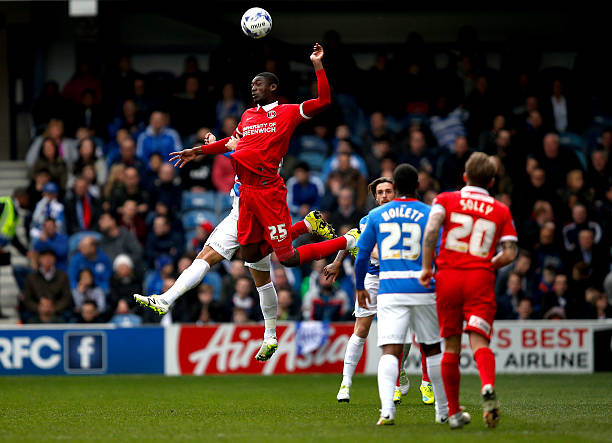 LONDON, ENGLAND - APRIL 09: Yaya Sanogo of Charlton Athletic wins a header during the Sky Bet Championship match between Queens Park Rangers and Charlton Athletic at Loftus Road on April 9, 2016 in London, United Kingdom. (Photo by Joel Ford/Getty Images)