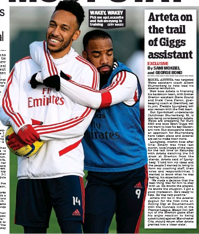 Arteta on the trail of Giggs assistant - Daily Mail, Yuesday 24 December 2019