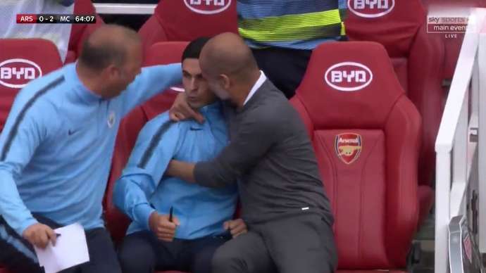 Pep's reaction after Silva scores against Arsenal thanks to a tactical change by Arteta