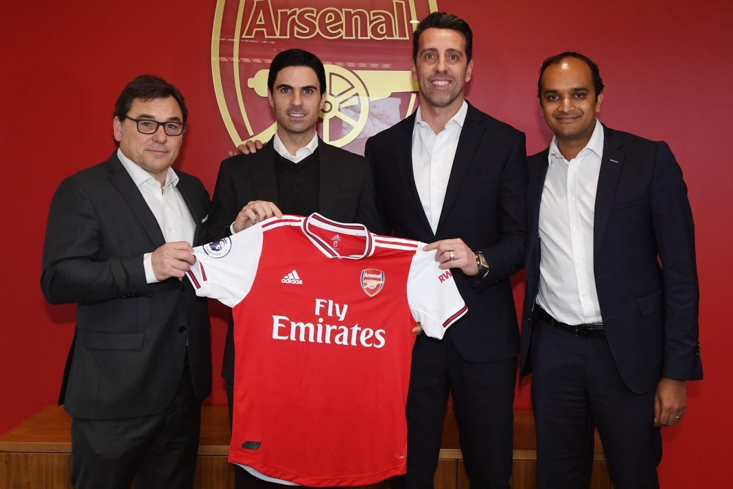 Raul Sanllehi, Mikel Arteta, Edu and Vinai Venkatesham (Photo via Arsenal)