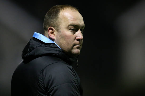 LIVERPOOL, ENGLAND - NOVEMBER 21: Nick Cushing, manager of Manchester City Women looks on during the FA Women's Continental League Cup between Everton Women and Manchester City Women at the Marine Travel Group Stadium on November 21, 2019 in Liverpool, England. (Photo by Lewis Storey/Getty Images)