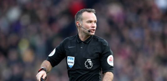 LONDON, ENGLAND - JANUARY 11: Referee, Paul Tierney during the Premier League match between Crystal Palace and Arsenal FC at Selhurst Park on January 11, 2020 in London, United Kingdom. (Photo by Alex Pantling/Getty Images)