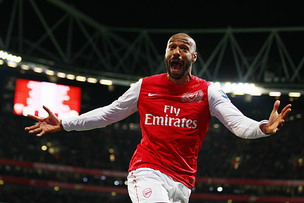 LONDON, ENGLAND - JANUARY 09: Thierry Henry of Arsenal celebrates scoring during the FA Cup Third Round match between Arsenal and Leeds United at the Emirates Stadium on January 9, 2012 in London, England. (Photo by Clive Mason/Getty Images)
