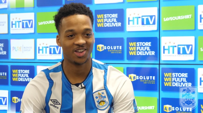 Chris Willock during his first interview with Huddersfield Town (Photo via HTAFC.com)