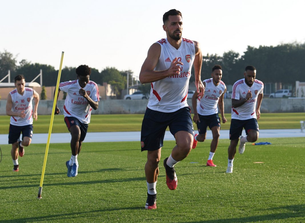 Pablo Mari in training in Dubai (Photo via Twitter / Arsenal)