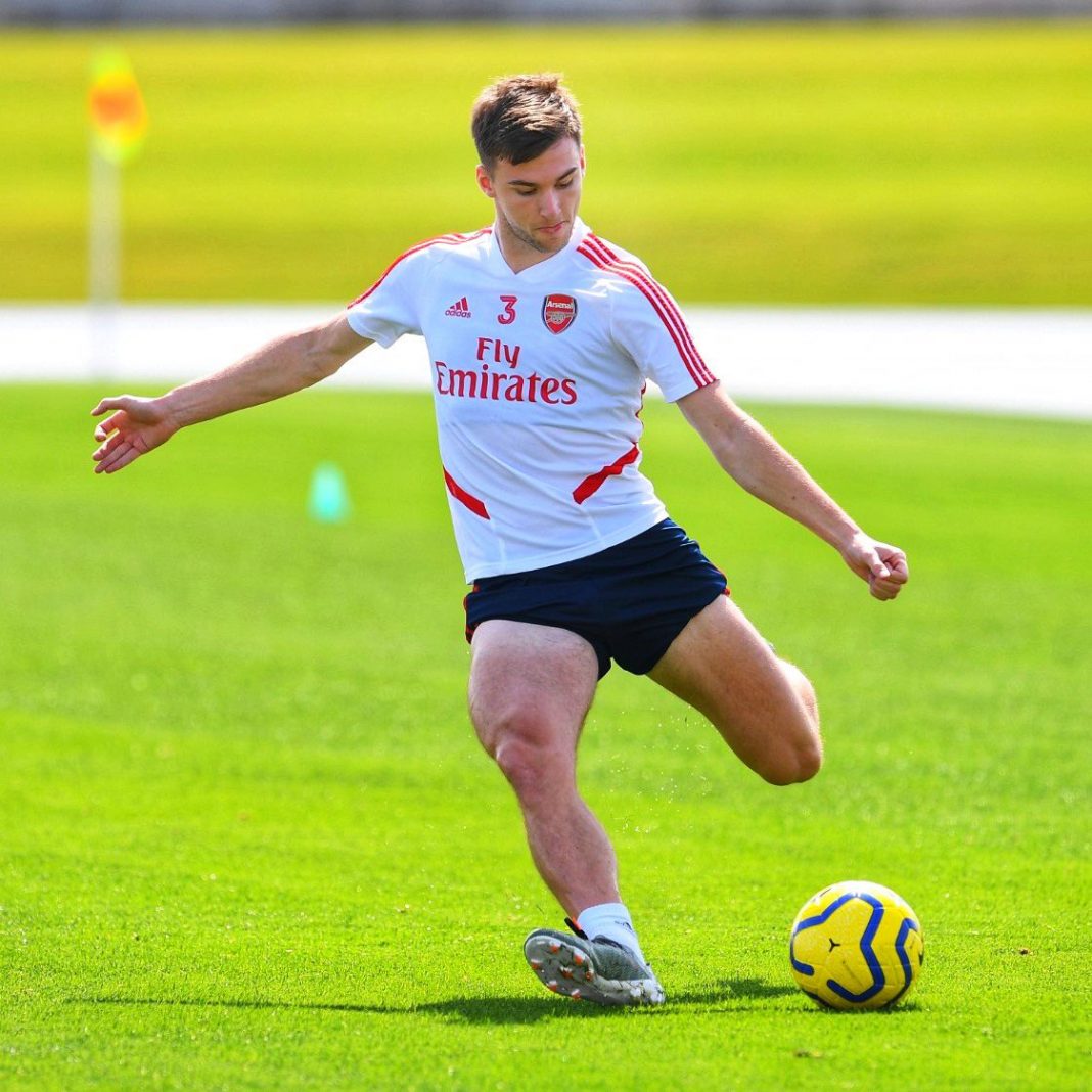 Kieran Tierney in training in Dubai (Photo via Twitter / Arsenal)
