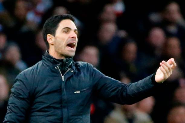 Arsenal's Spanish head coach Mikel Arteta reacts on the touchline during the English Premier League football match between Arsenal and Everton at the Emirates Stadium in London on February 23, 2020.