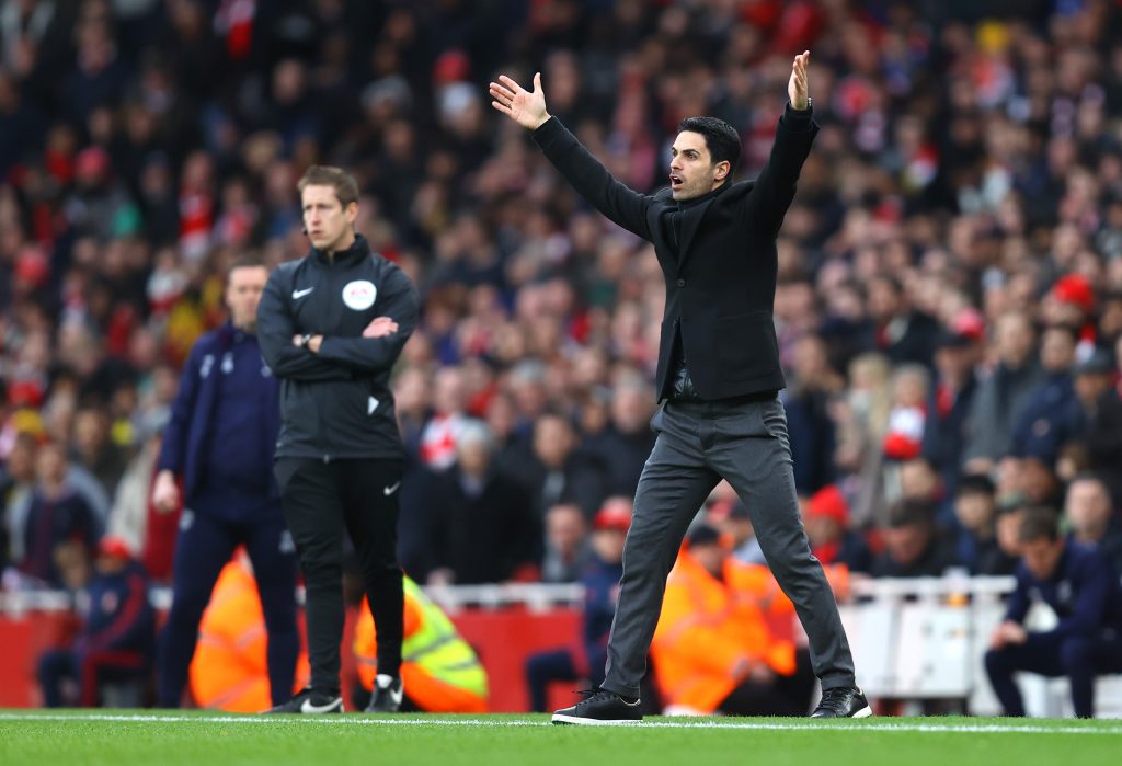 Mikel Arteta, Manager of Arsenal reacts during the Premier League match between Arsenal FC and West Ham United at Emirates Stadium on March 07, 2020 in London, United Kingdom.