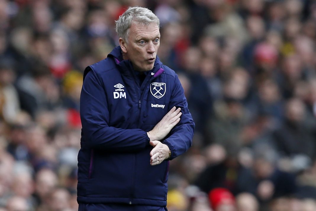 West Ham United's Scottish manager David Moyes gestures on the touchline during the English Premier League football match between Arsenal and West Ham at the Emirates Stadium in London on March 7, 2020.