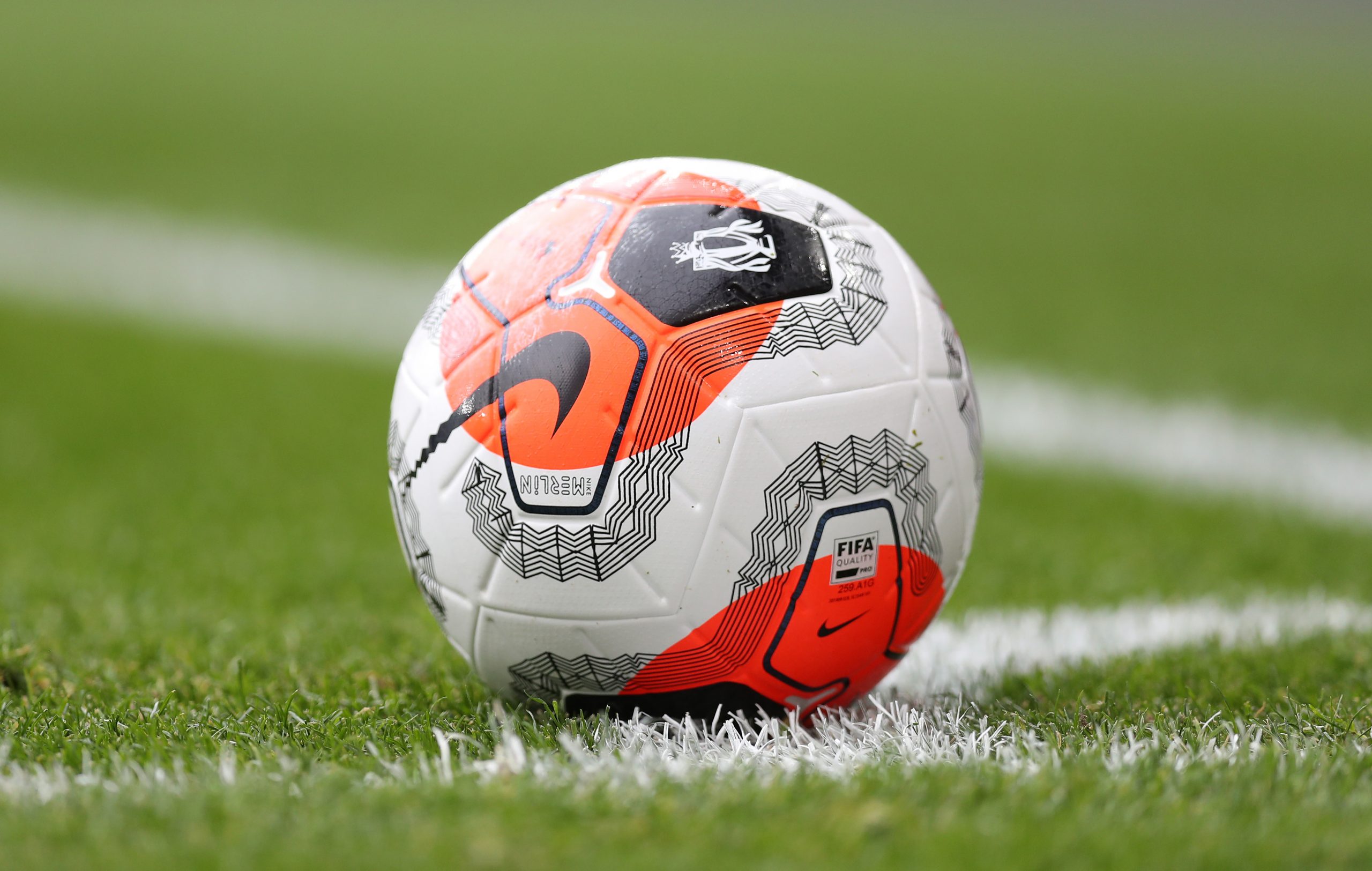 General view of the match ball during the Premier League match between Arsenal FC and West Ham United at Emirates Stadium on March 07, 2020 in London, United Kingdom.