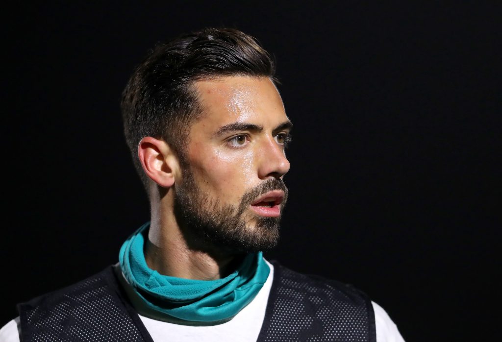 BOREHAMWOOD, ENGLAND - FEBRUARY 17: Pablo Mari of Arsenal FC looks on prior to the Premier League 2 match between Arsenal FC U23s and Chelsea FC U23s at Meadow Park on February 17, 2020 in Borehamwood, England. (Photo by James Chance/Getty Images)