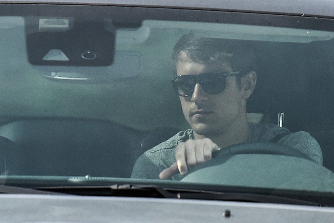 Juventus' Welsh midfielder Aaron Ramsey arrives in his car at the Juventus' Continassa training ground in Turin on May 5, 2020, during the country's lockdown aimed at curbing the spread of the COVID-19 infection, caused by the novel coronavirus. - Juventus has recalled its 10 overseas players as Serie A clubs were given the green light to return to individual training on May 4, 2020. Players returning from abroad are to follow a health protocol and then begin training at Continassa. (Photo by Marco BERTORELLO / AFP) (Photo by MARCO BERTORELLO/AFP via Getty Images)