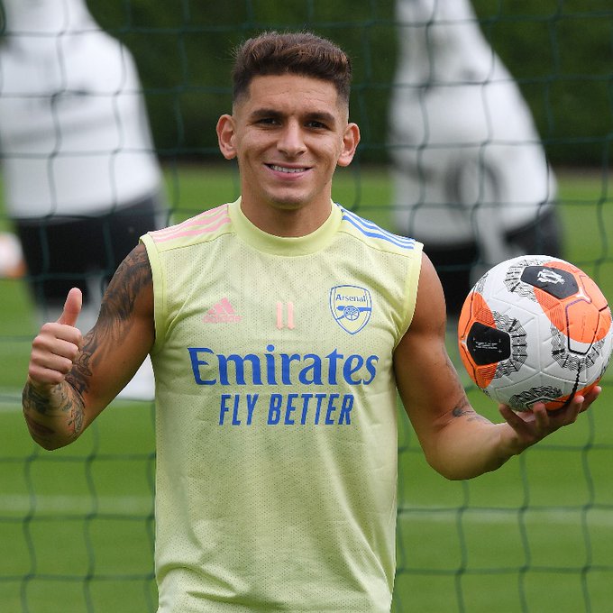 Lucas Torreira in training with Arsenal (Photo via Arsenal on Twitter)