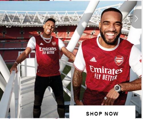 Arsenal Home Kit 2020/21 (Photo via Sports Direct)