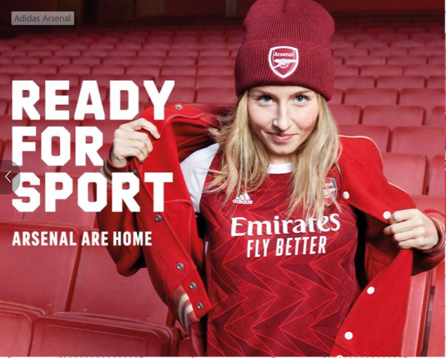 Arsenal Home Kit 2020/21 (Photo via Sports Direct)
