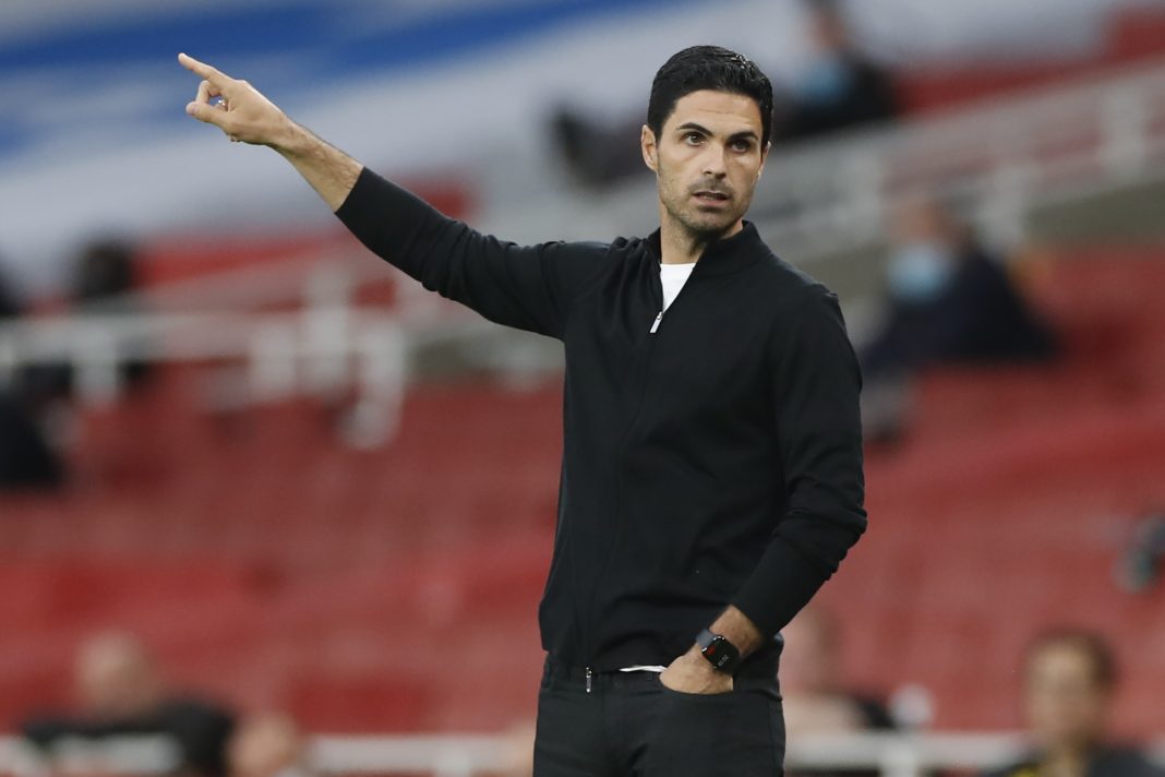 Arsenal's Spanish head coach Mikel Arteta gestures on the touchline during the English Premier League football match between Arsenal and Liverpool at the Emirates Stadium in London on July 15, 2020. (Photo by PAUL CHILDS / POOL / AFP)
