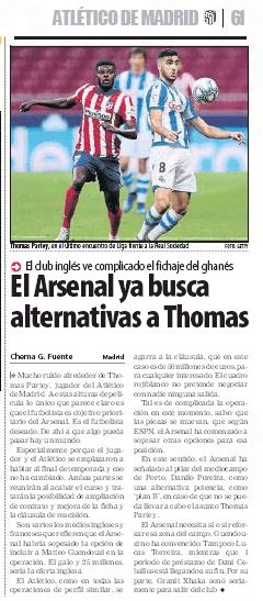Arsenal are already looking for alternatives to Thomas: Mundo Deportivo, 28 July 2020