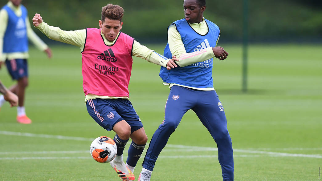Lucas Torreira in training with Arsenal (Photo via Arsenal.com)