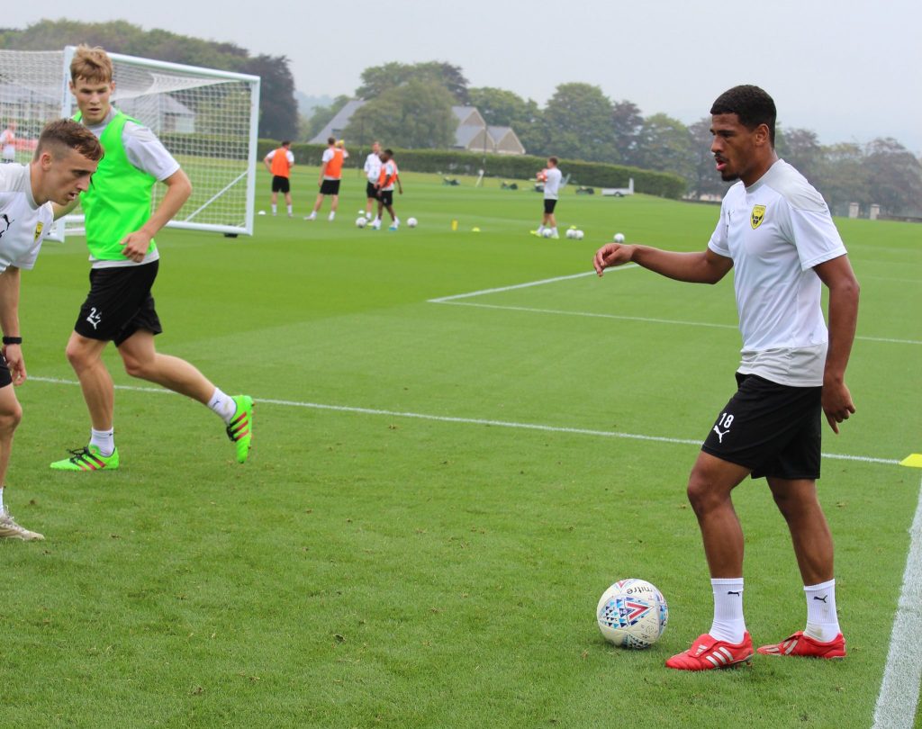 Marcus McGuane in training with Oxford United (Photo via OUFC.com)