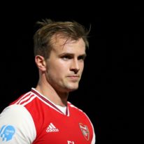 BOREHAMWOOD, ENGLAND - FEBRUARY 17: Rob Holding of Arsenal FC looks on during the Premier League 2 match between Arsenal FC U23s and Chelsea FC U23s at Meadow Park on February 17, 2020 in Borehamwood, England. (Photo by James Chance/Getty Images)