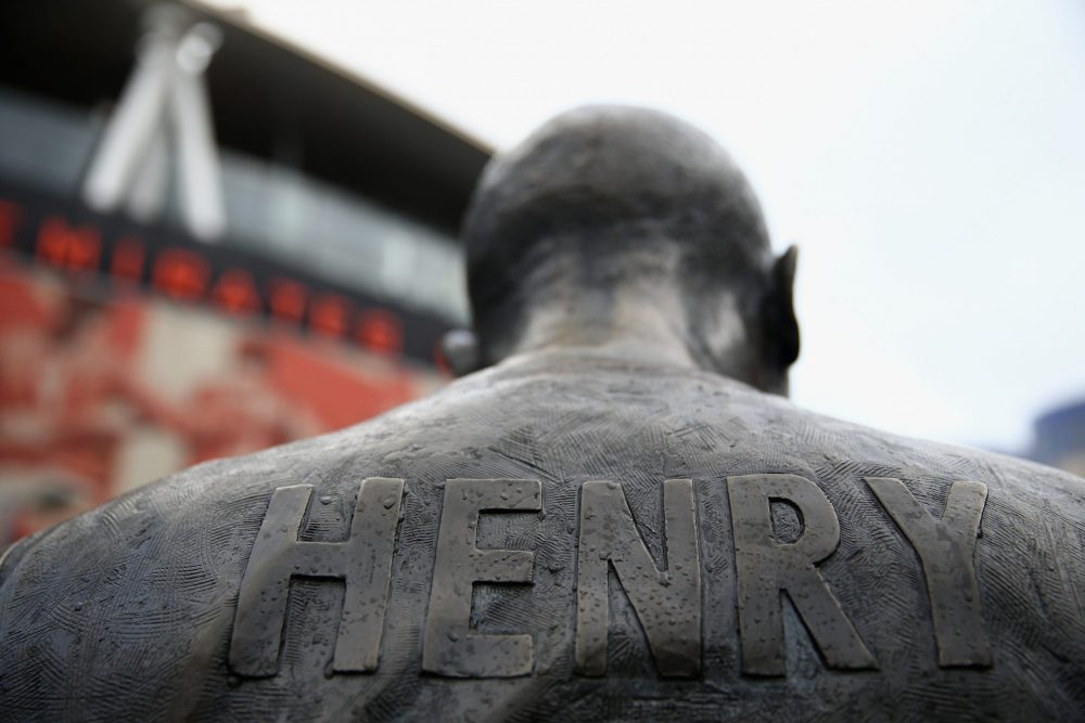 LONDON, ENGLAND - JANUARY 09: A detail view if the Thierry Henry statue before the Emirates FA Cup Third Round match between Arsenal and Sunderland at Emirates Stadium on January 9, 2016 in London, England. (Photo by Paul Gilham/Getty Images)
