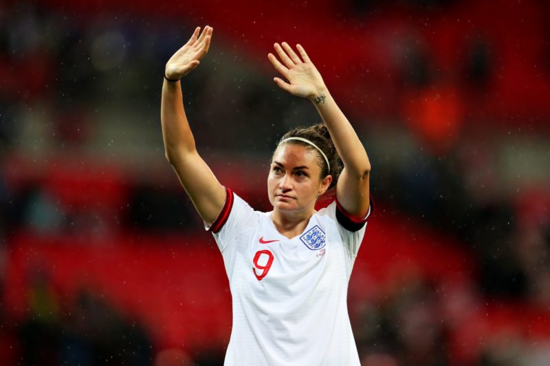 LONDON, ENGLAND - NOVEMBER 09: Jodie Taylor of England waves to the crowd after the International Friendly between England Women and Germany Women at Wembley Stadium on November 09, 2019 in London, England. (Photo by Catherine Ivill/Getty Images)
