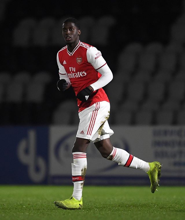 Tobi Omole playing for Arsenal (Photo via Omole on Instagram)