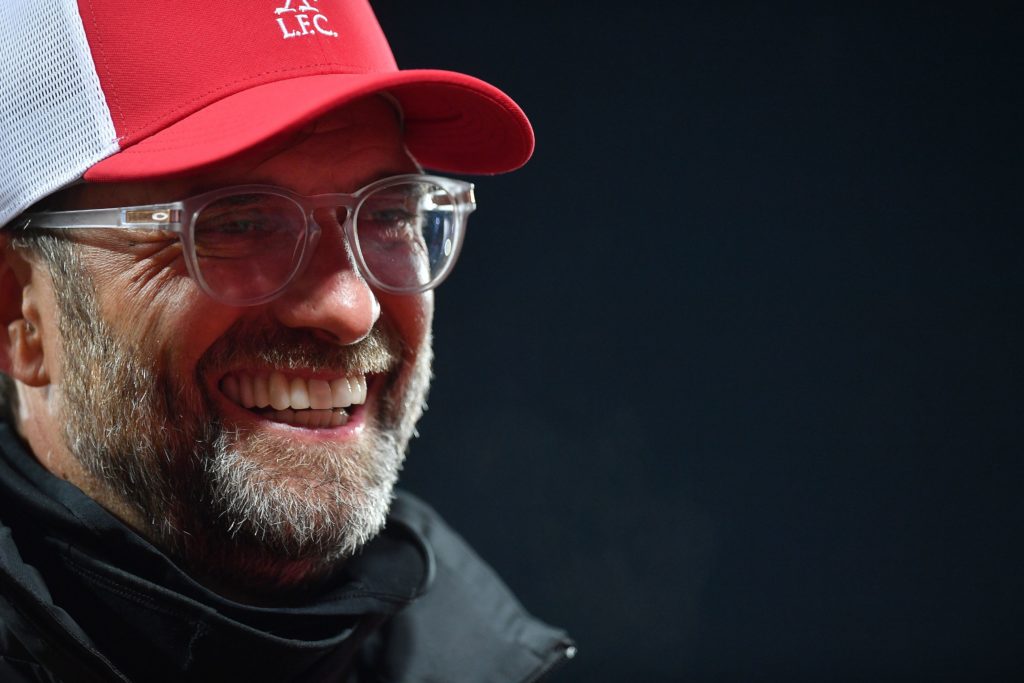 Liverpool's German manager Jurgen Klopp speaks during a television interview after the English Premier League football match between Liverpool and Arsenal at Anfield in Liverpool, north west England on September 28, 2020. (Photo by Paul ELLIS / POOL / AFP)