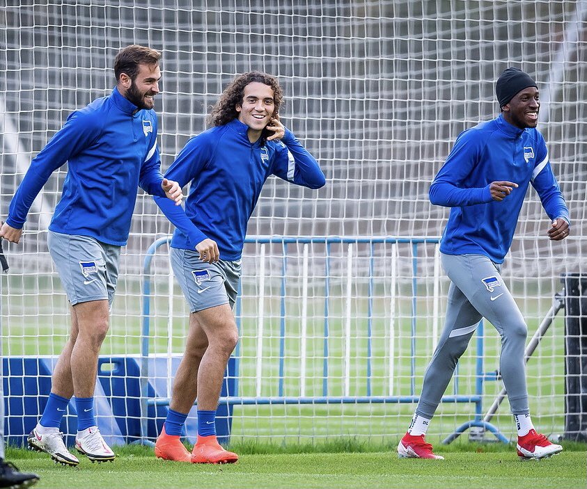 Matteo Guendouzi in training with Hertha BSC (Photo via Tousart on Twitter)