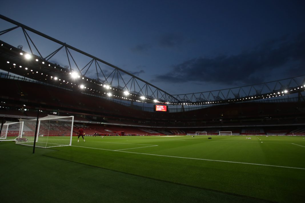 The goalkeepers warm up for the English Premier League football match between Arsenal and West Ham United at the Emirates Stadium in London on September 19, 2020. (Photo by JULIAN FINNEY/POOL/AFP via Getty Images)
