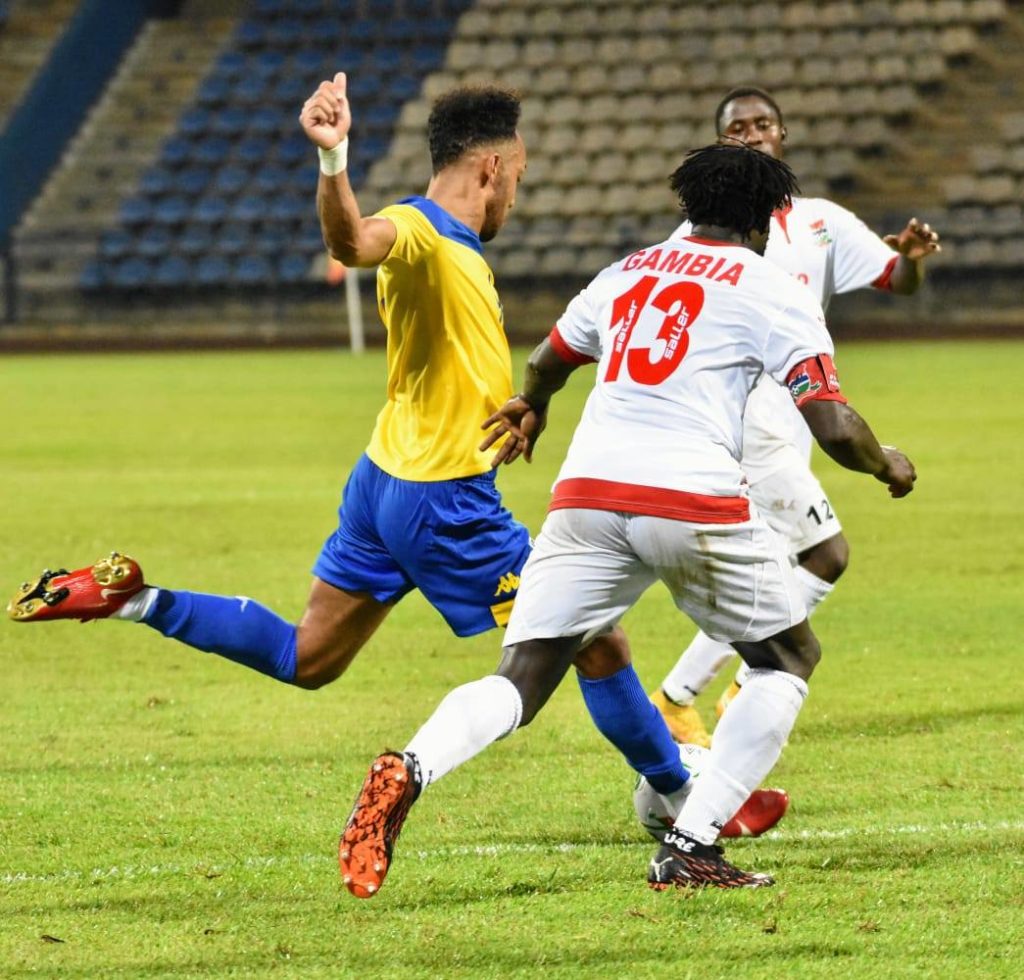Pierre-Emerick Aubameyang shoots with Gabon (Photo via Federation Gabonaise de Football on Facebook)