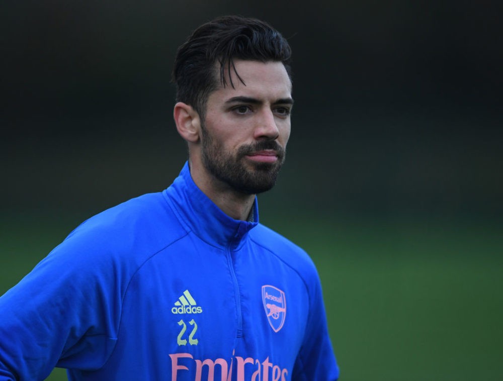ST ALBANS, ENGLAND: Pablo Mari of Arsenal during the Arsenal 1st team training session at London Colney on November 21, 2020. (Photo by David Price/Arsenal FC via Getty Images)